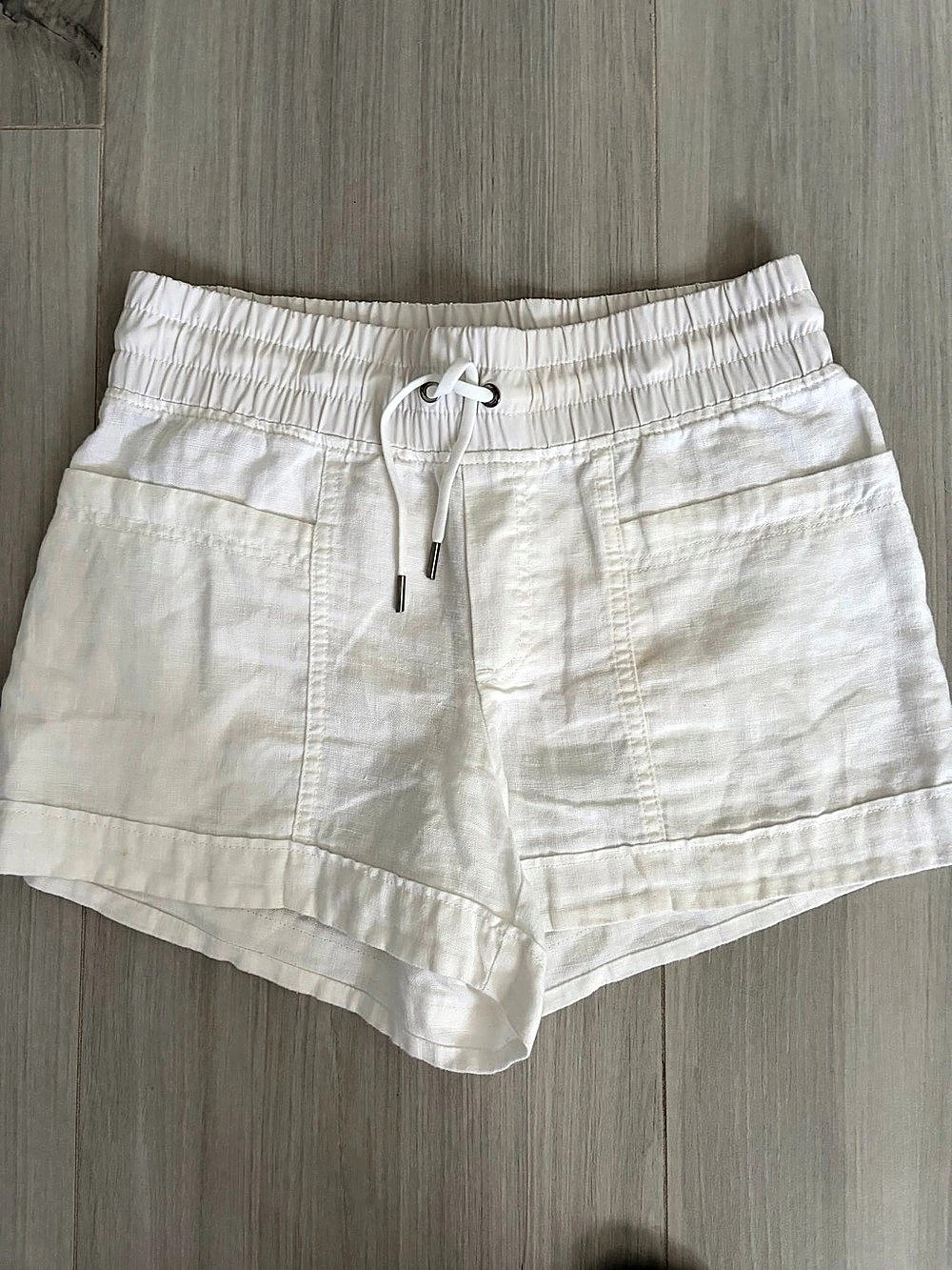 Athleta SuperLinen Blend Short Athletic Shorts White Size 4
